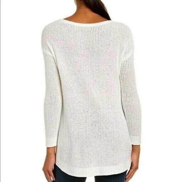 Alice + Olivia Womens Sz XS White Fuzzy Open-Knit High-Low Hem Harpo Sweater $99 - Picture 2 of 7